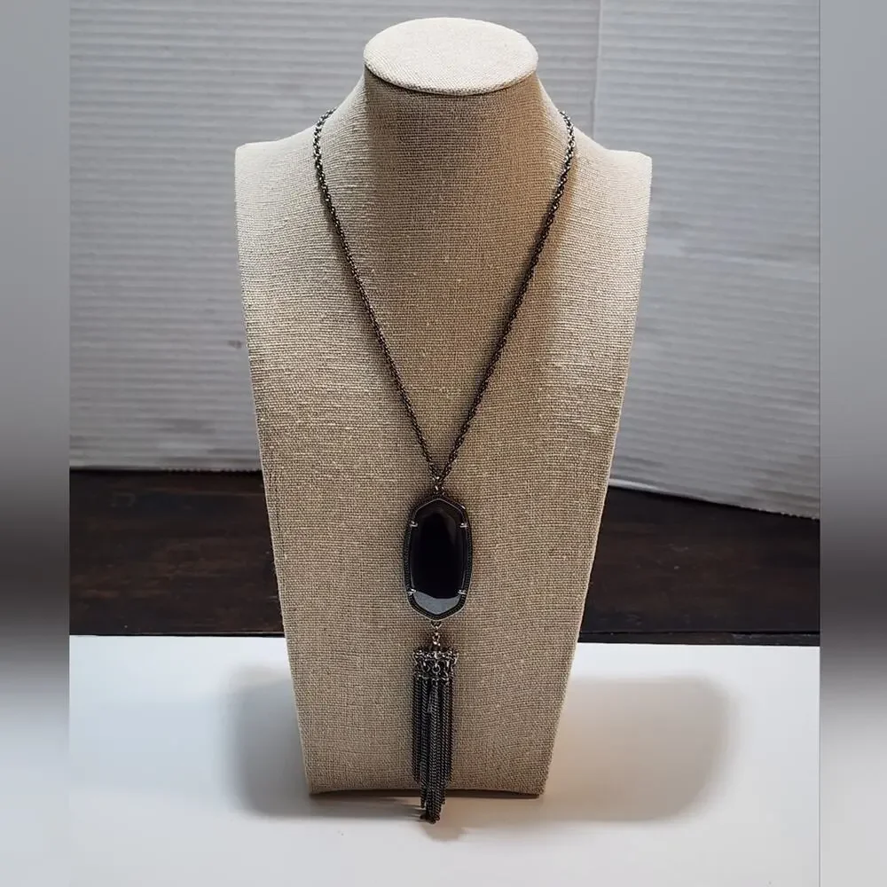 Kendra‎ scott gunmetal and black Rayne necklace